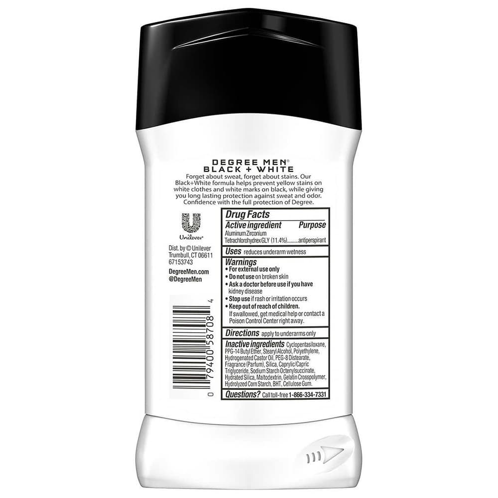 Lăn Sáp Khử Mùi Degree Men Motionsense UltraClear Black + White 76g (Sáp Trắng)